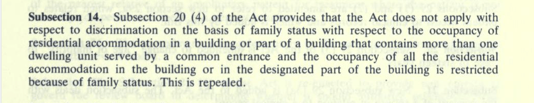 Subsection 14 - Equality Rights Statute Law
